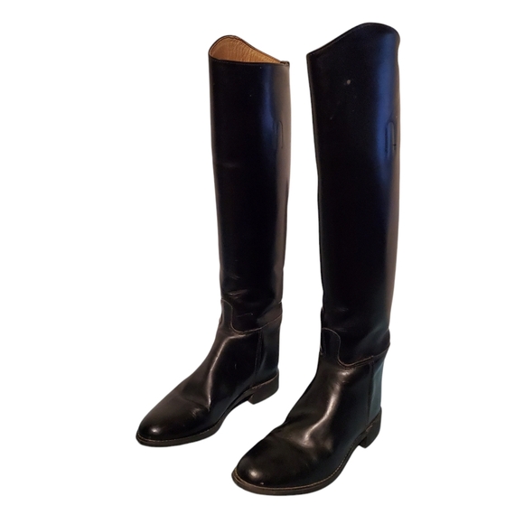 Vintage Tall Black Leather Equestrian Riding Boots Women's Size 7.5S,Made In USA - Picture 4 of 10